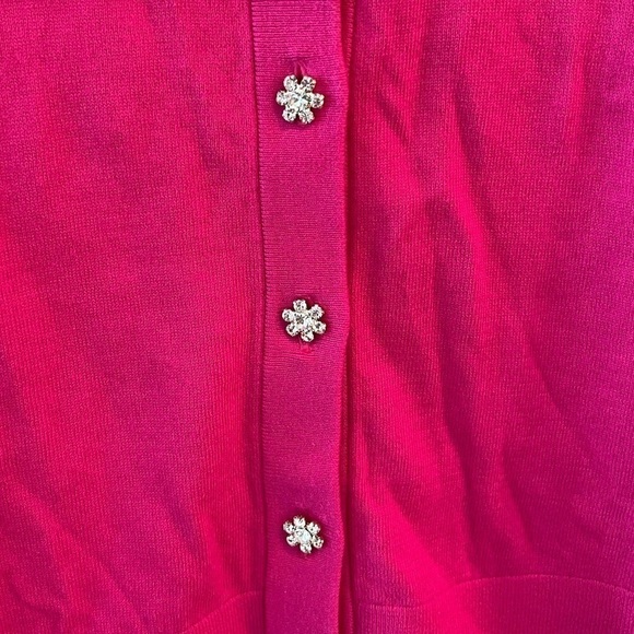 KATE SPADE HOT PINK SWEATER RHINESTONE BUTTONS - Picture 3 of 11
